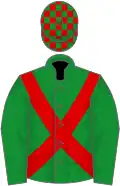 Green, red cross-belts, checked cap