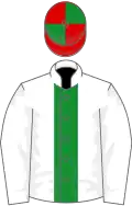 White, green stripe, red and green quartered cap