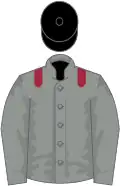Grey, maroon epaulets, black cap