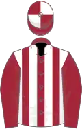 Maroon and White stripes, Maroon sleeves, quartered cap