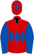 Red, royal blue triple diamond, sleeves and star on cap