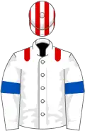 White, red epaulets, royal blue armlets, red and white striped cap