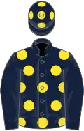 Dark blue, yellow spots, dark blue sleeves