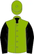 Apple green, black sleeves, green cap