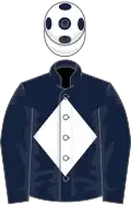 Dark blue, white diamond, white cap, dark blue spots