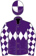 Purple, white triple diamond, diamonds on sleeves, quartered cap