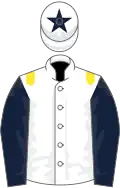 White, yellow epaulettes, dark blue sleeves, white cap, dark blue star