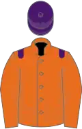 Orange, purple epaulettes, purple cap