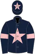 Dark blue, pink star, armlets and star on cap