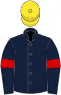 Dark blue, red armlets, yellow cap