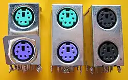 A selection of mini-DIN F ports, in this example used for mouse and keyboard