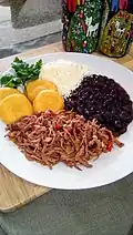 Pabellón criollo made in Venezuela (similar to Cuban ropa vieja and frijoles negros)