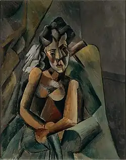 1909, Femme assise (Sitzende Frau), oil on canvas, 100 × 80&nbsp;cm (39 × 31 in), Staatliche Museen, Neue Nationalgalerie, Berlin