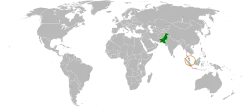 Map indicating locations of Pakistan and Singapore