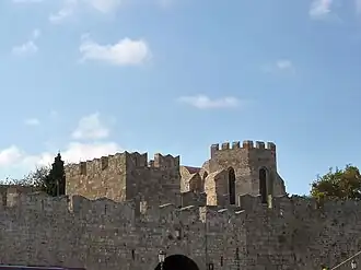 As seen from outside the walls.