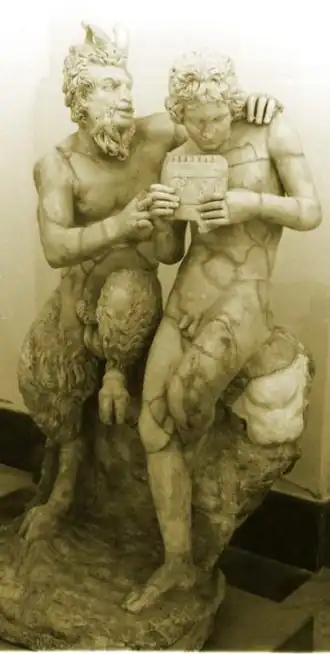 Pan teaching Daphnis to play his flute, Pompeii, c. 100 BC