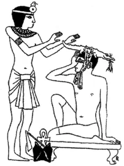 Image 37An Egyptian practice of treating migraine in ancient Egypt (from Science in the ancient world)