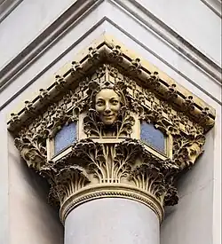 Art Nouveau capital with mascarons of the Printemps Haussmann (Boulevard Haussmann no. 64), Paris, designed by René Binet, 1911[49]