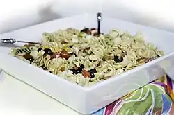 Pasta salad prepared with fusilli