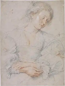 Young Woman with Folded Hands, c. 1629–30, red and black chalk, heightened with white, Museum Boijmans Van Beuningen