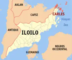 Map of Iloilo with Carles highlighted