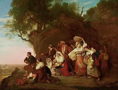 Pilgrims arriving in sight of Rome, 1827