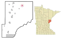 Location of the city of Kerrick within Pine County, Minnesota