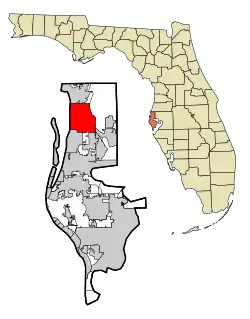 Location in Pinellas County and the state of Florida