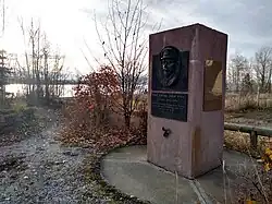 large pink monument to Johan Pitka
