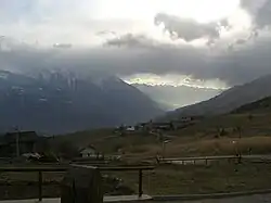 View of Saint-Denis municipality as seen from the village of Plau. Aosta&nbsp;can be seen in the background.
