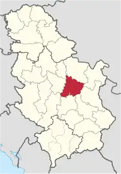 Location of district in Serbia