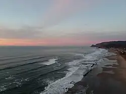 Portion of the Lincoln City coastline looking north towards the neighborhood of Roads End