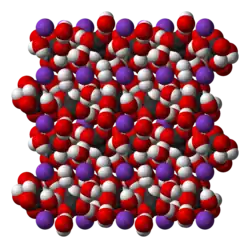 Space-filling model of part of the crystal structure of potassium sodium tartrate