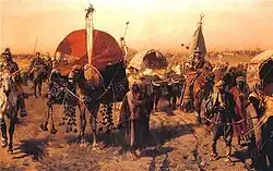 Return from Vienna by Józef Brandt, Polish army returning with Ottoman loot