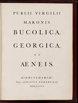 Title-page of the 1757 quarto edition of the works of Virgil