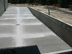 A reinforced concrete loading dock under construction