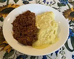 Bruscitti served with purée