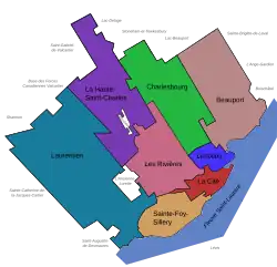 Boroughs of Quebec City prior to October 31, 2009.