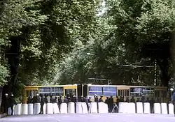 The OMON cordon off two rallies at Ozodi Square.