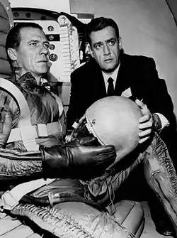 Robert Bray and Burr in "The Case of the Angry Astronaut" (1962)