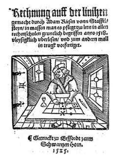Adam Ries, Rechenung auff der linihen und federn (2nd Ed.), 1525