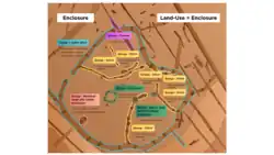 Redrawn version of original sketch plan illustrating grouping and subgrouping within enclosures on the A14 road scheme infrastructure project.