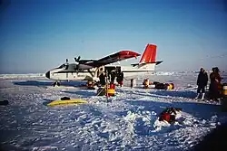 Image 20On the sea ice of the Arctic Ocean temporary logistic stations may be installed, Here, a Twin Otter is refueled on the pack ice at 86°N, 76°43‘W. (from Arctic Ocean)