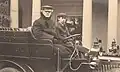 Campbell at the wheel of his car, c. 1904