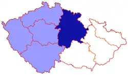 Dark blue: Diocese of Hradec Králové Light blue: Ecclesiastical Province of Prague
