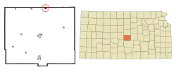 Location within Rice County and Kansas
