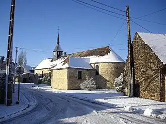 The church in Richarville, in winter
