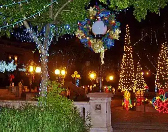 Christmas decorations outside the Ritz Carlton Hotel
