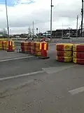 Roadblock during roadworks at Hisingen, Sweden, 2013