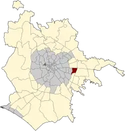 Position of the zona within the city
